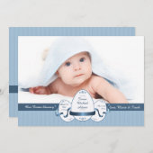 イースター3ブルー写真誕生のお知らせ シーズンカード (正面/裏面)