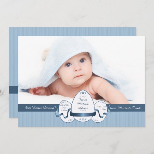 イースター3青の写真の誕生の発表 シーズンカード (正面/裏面)