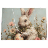 イースター うさぎ たまご 花 かわいい ラージペーパーバッグ (裏面)
