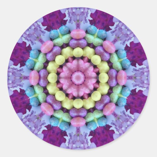 イースター～うわ～!色数々の花・卵イースター ラウンドシール (正面)