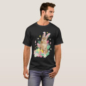 イースター おもしろ ネコ うさぎ たまご バスケット Tシャツ (正面フル)