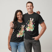 イースター おもしろ ネコ うさぎ たまご バスケット Tシャツ (ユニセックス)