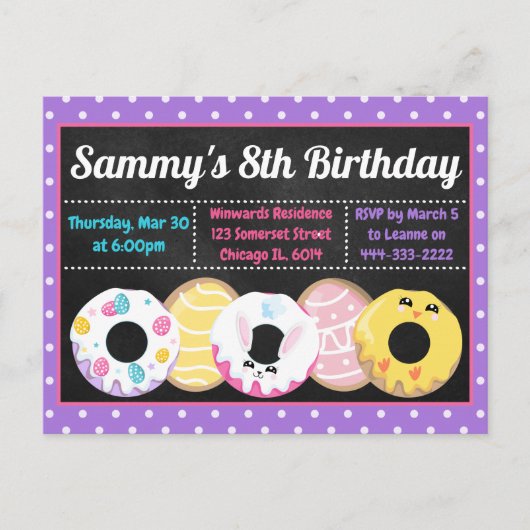 イースター お菓子 ドーナツ スイーツ 誕生日パーティー ポストカード (正面)