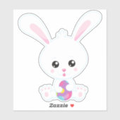 イースター、かわいいバニー、ホワイトバニー、イースターエッグ シール (シート)