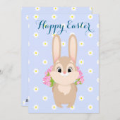 イースター かわいい ウサギ フラット ホリデー カード (正面/裏面)
