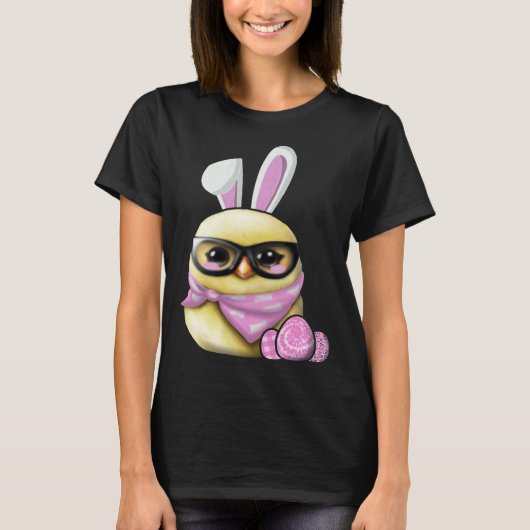 イースター かわいい ニワトリ うさぎ 兎 耳 ヒヨコ Tシャツ (正面)