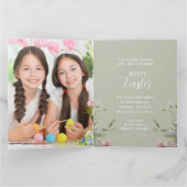 イースター かわいい 花 うさぎ ウサギ フォト カード (内部)