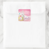 イースター – かわいらしピンクの卵 スクエアシール (バッグ)