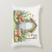 イースター アクセント ピロー – ウサギと卵の春の装飾 (正面(垂直))
