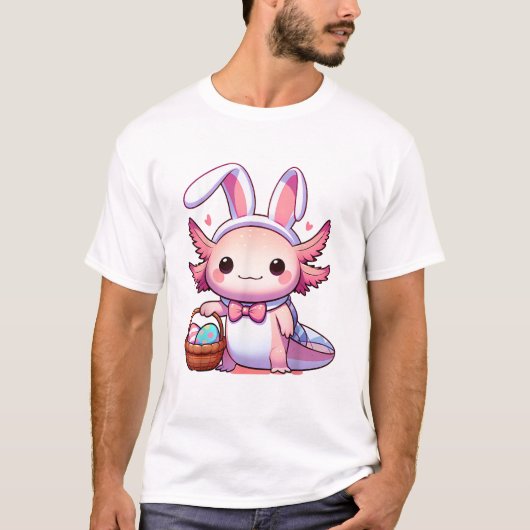 イースター アホロートル うさぎ 耳 たまご Tシャツ (正面)