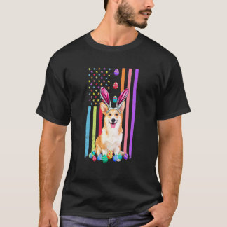 イースター アメリカンエッグ コーギーの旗 Tシャツ