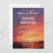 イースター・イエスが教会の礼拝を復活カスタマイズした インビテーションポストカード (正面/裏面)