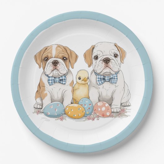 イースター・イングリッシュ・ブルドッグ ペーパープレート (正面)