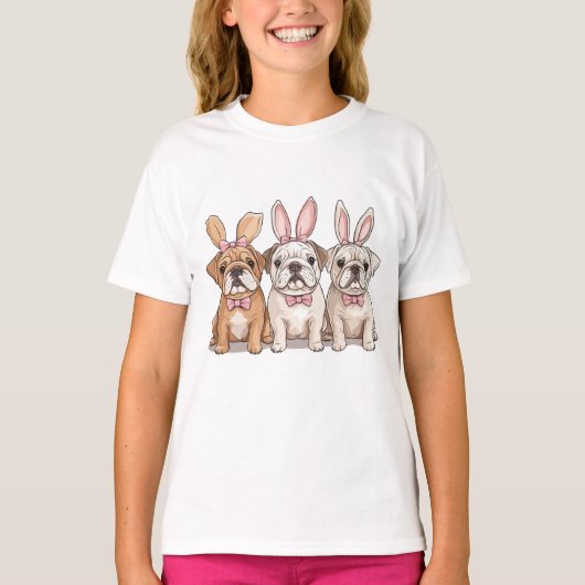イースター イングリッシュ ブルドッグ Tシャツ (正面)