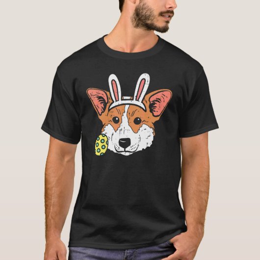 イースター ウェルシュコーギー うさぎの耳 犬の飼い主 男性 女性 Tシャツ (正面)