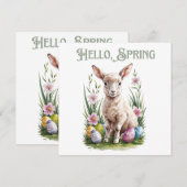 イースター ウォーターカラー ランプ、卵と花 招待状 (正面/裏面)