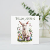 イースター ウォーターカラー ランプ、卵と花 招待状 (スタンド正面)