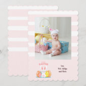 イースター ウサギの写真カード 招待状 (正面/裏面)