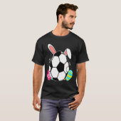 イースター ウサギの耳付き サッカー おもしろTシャツ メンズ 少年 Tシャツ (正面フル)