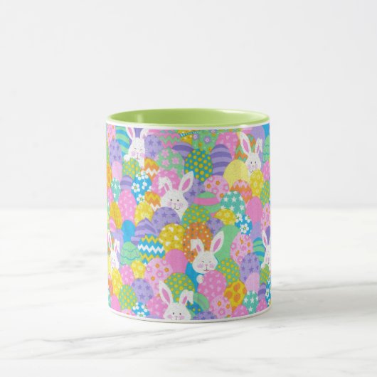 イースター ウサギ 卵を隠す かわいい 緑色 ギフト コーヒー マグカップ (中央)