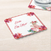 イースター エッグ ハント ルースチック バニー チック フローラル フレーム ペーパーコースター (アングル)