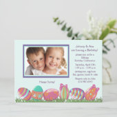 イースター·エッグ·マーチ写真誕生日パーティーの招待 招待状 (スタンド正面)