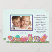 イースター·エッグ·マーチ写真誕生日パーティーの招待 招待状 (正面/裏面)