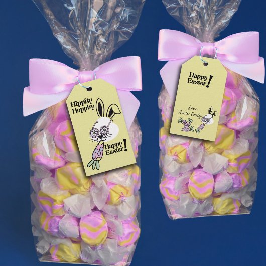 イースター ギフト タグ レトロ フラワー パワー ウサギ