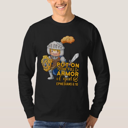 イースター クリスチャン エフェソ人への手紙 6:11 神の鎧 聖書の引用 Tシャツ (正面)