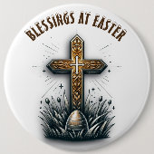 イースター・クリスチャン・クロスの恵み | 缶バッジ (正面)