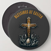 イースター・クリスチャン・クロスの恵み | 缶バッジ (正面&裏面)