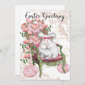 イースター・グリーティングフランスの、バニー・ラビット、ヴィンテージ シーズンカード (正面/裏面)