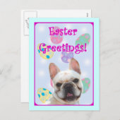 イースター・グリーティングフランスの・ブルドッグ シーズンポストカード (正面/裏面)