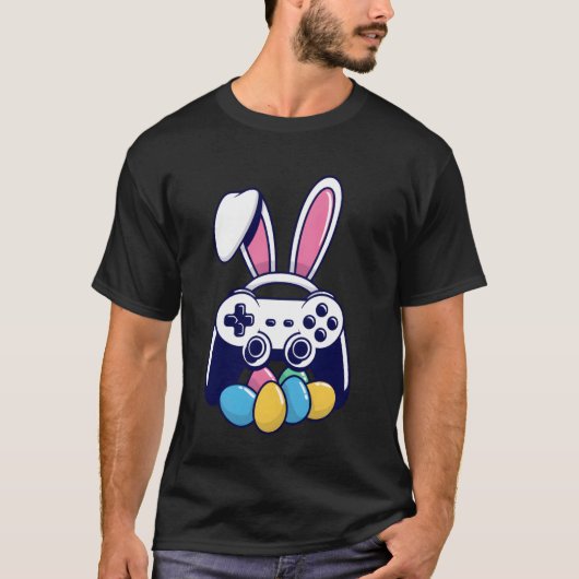 イースター ゲーマー バニー コントローラー 卵 Tシャツ (正面)
