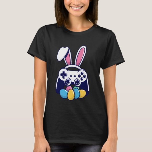イースター ゲーマー バニー コントローラー 卵 Tシャツ (正面)