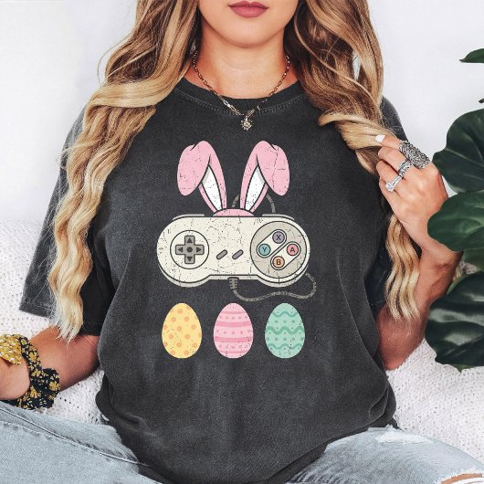 イースター ゲーム機 レトロ コントローラー & イースター エッグ Tシャツ