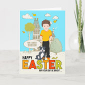 イースター・コーカサスの男の子の犬の若いゴッドソンのために カード (正面)