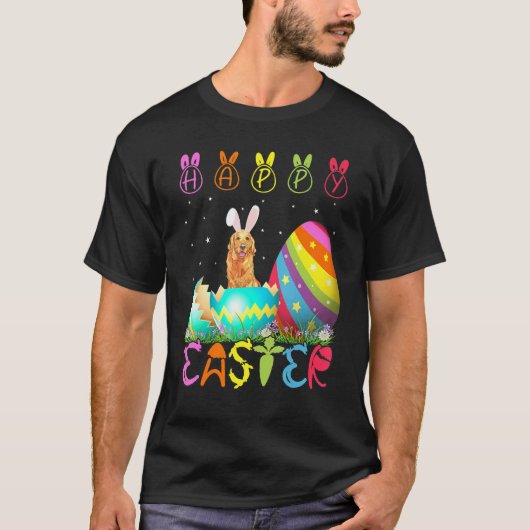 イースター ゴールデンレトリバー 犬 復活祭 イースターグッズ Tシャツ (正面)