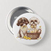 イースター・シーズーの犬 缶バッジ (正面&裏面)