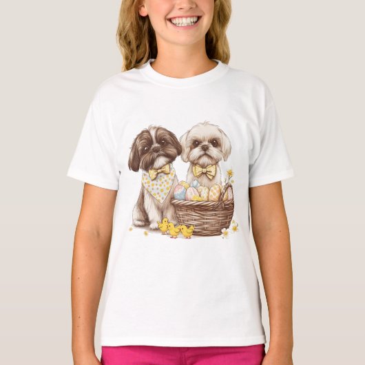 イースター シーツゥー 犬 Tシャツ (正面)