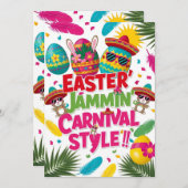 「イースター・ジャミン・カーニバル」ポップアップ・グリーティングカード 招待状 (正面/裏面)