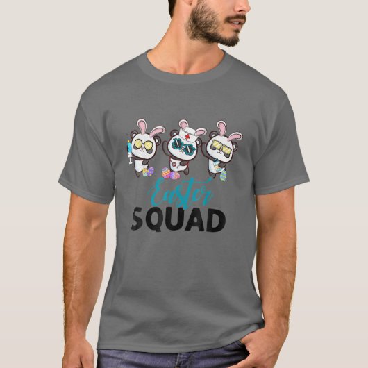 イースター・スクワッド パンダ うさぎの耳の看護師 聴診器 Tシャツ (正面)