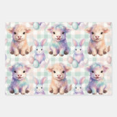 イースター+スプリングのキュートなハイランドコウ ラッピングペーパーシート (正面)