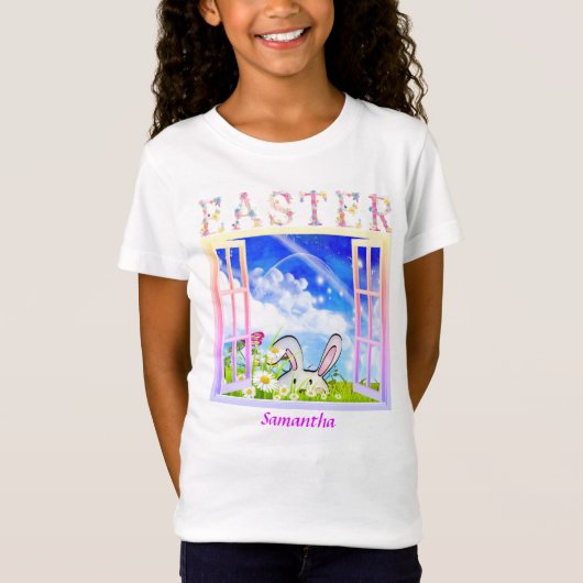 イースター スプリング メドウ ウィンドウ パーソナライズ Tシャツ (正面)