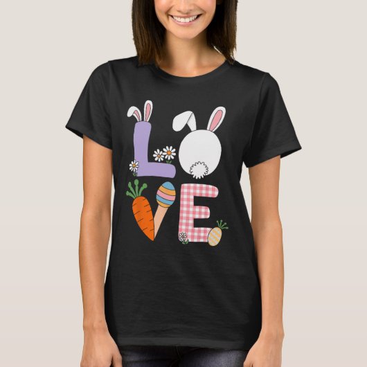 イースター スプリング ラブ バニーイヤー Tシャツ (正面)