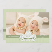 イースター・スリー・グリーン写真誕生のお知らせ シーズンカード (正面/裏面)