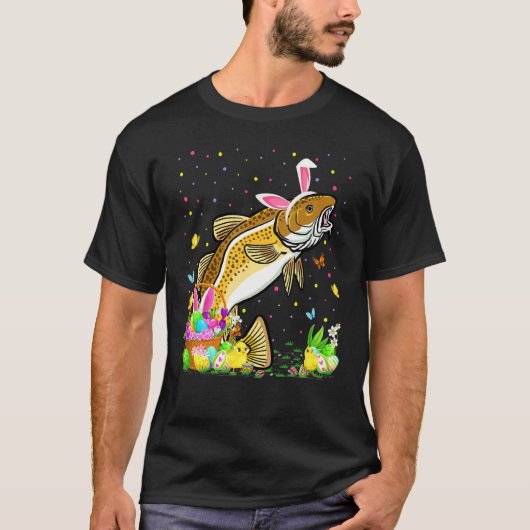 イースター タラ 魚 うさぎ たまご 狩り タラ イースター サンデー Tシャツ (正面)
