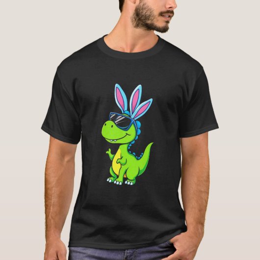 イースター ダイナソー ウサギ イースターバニー 耳 面白い Tシャツ (正面)