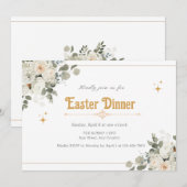 イースター ディナーの純粋な花の優雅な招待状 招待状 (正面/裏面)