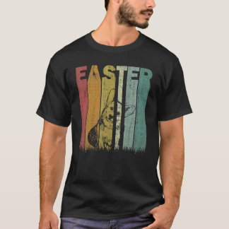 イースター・デイ・コーギー・ドッグ・レトロ・グラフィック・面白いイースター・コーデ Tシャツ